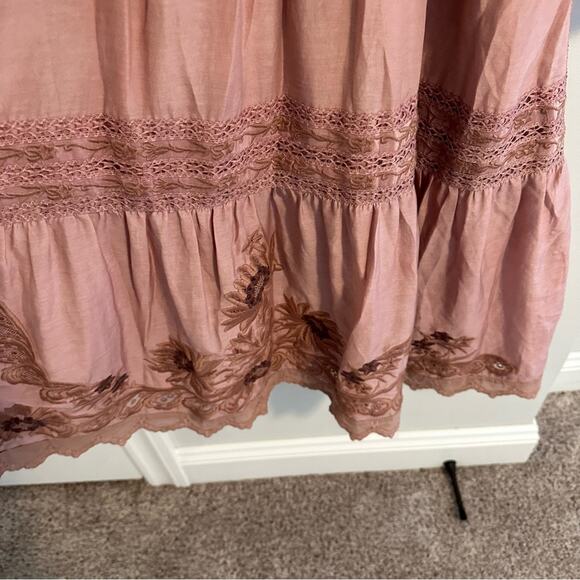 NWT SEA New York Mauve Pink Floral Embroidered Button Front Maxi Dress XS - Picture 3 of 15